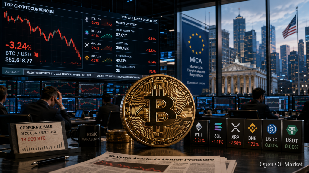 Cryptocurrency News, Wednesday 8 July 2026: Bitcoin Under Pressure from Strategy and New MiCA Rules