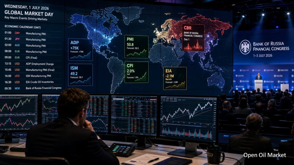 Investor Economic Calendar for July 1, 2026: PMI, Inflation, US Labor Market, Oil, and the Bank of Russia