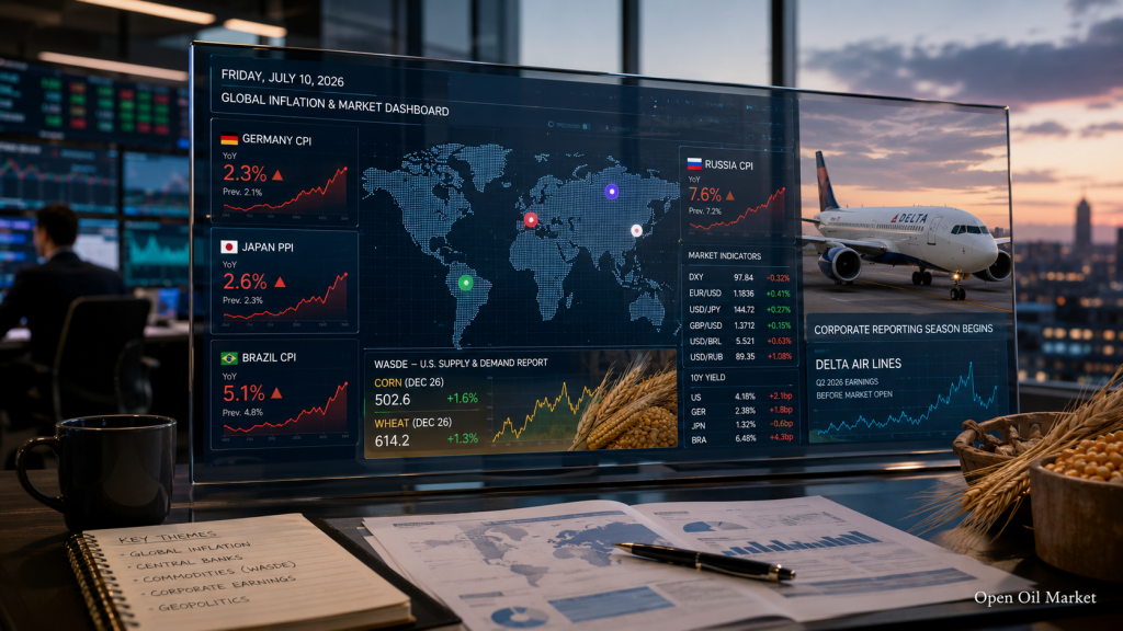 Inflation in Germany, Russia, and Brazil, Japan's PPI, WASDE, and Delta Air Lines Report — Key Events on July 10, 2026