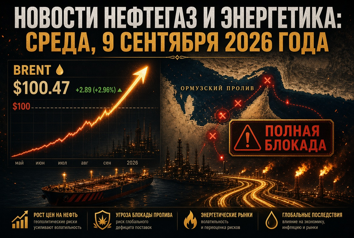 Oil and Gas News: Wednesday, September 9, 2026 - Brent Crude Approaches $100 Amid Threat of Complete Blockade of the Strait of Hormuz