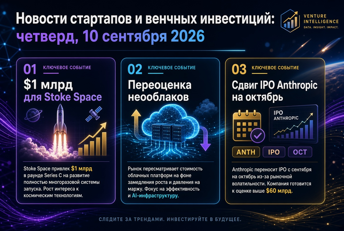 Startup and Venture Investment News: Thursday, September 10, 2026 – $1 Billion for Stoke Space, Cloud Valuation Revision, and Anthropic IPO Shift to October
