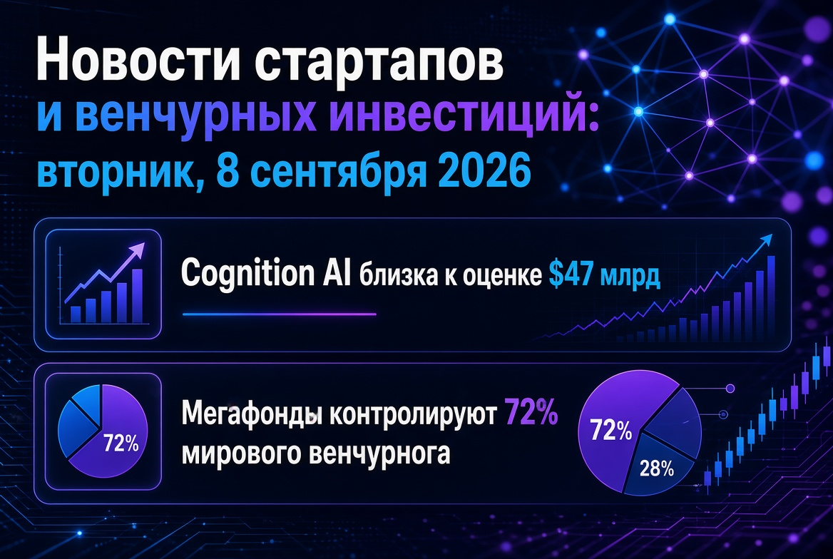 Startup and Venture Investment News: Tuesday, September 8, 2026 — Cognition AI Approaches $47 Billion Valuation, Mega Funds Control 72% of Global Venture Market