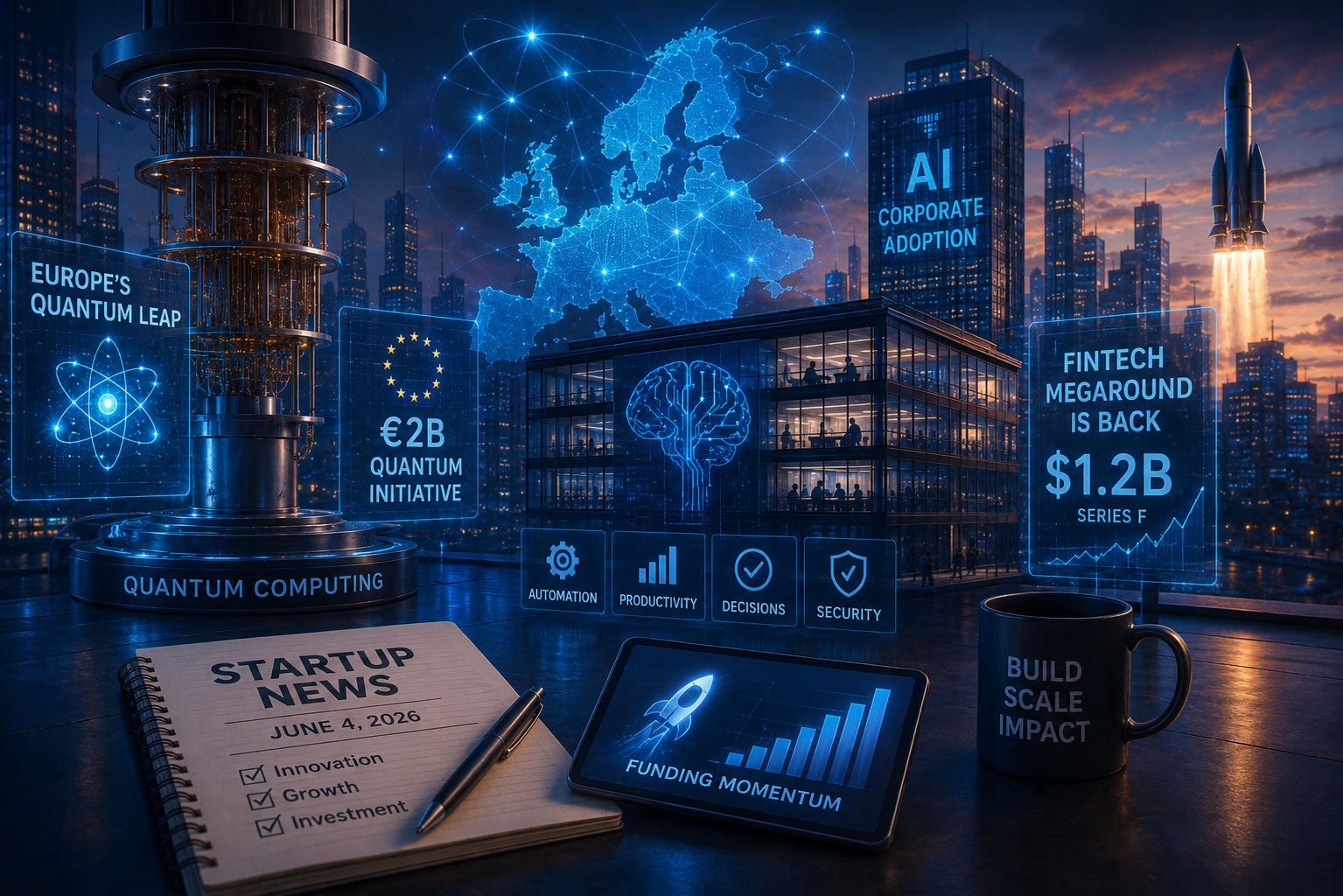Startup and Venture Capital News, Thursday, 4 June 2026: Europe's Quantum Breakthrough, Corporate AI and Return of Fintech Mega-Rounds