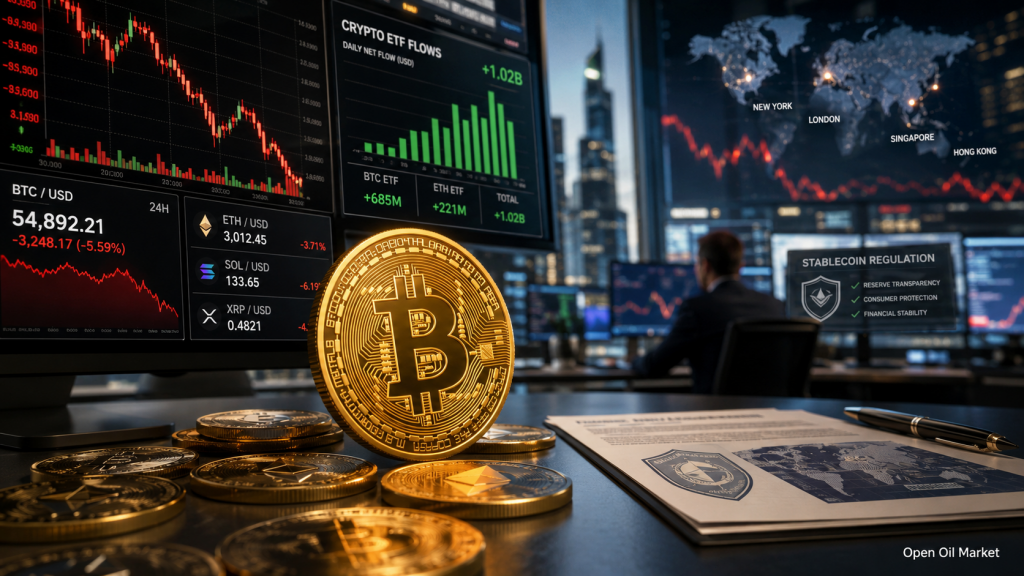 Cryptocurrency Market July 9, 2026: Bitcoin under Pressure, ETF Inflows, Ethereum, Solana, XRP, and Stablecoin Regulation
