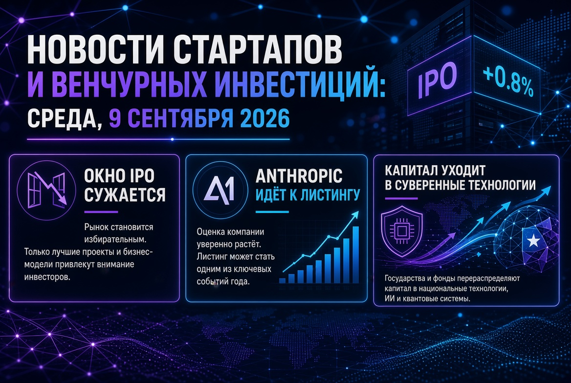 Startup and Venture Investment News: Wednesday, September 9, 2026 — IPO Window Narrows, Anthropic Gears Up for Listing, and Capital Shifts to Sovereign Technologies