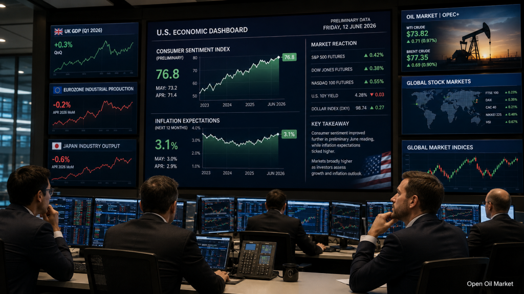 Investor Calendar: US Consumer Sentiment Index, Inflation Expectations, OPEC Report, and Global Stock Markets June 12, 2026